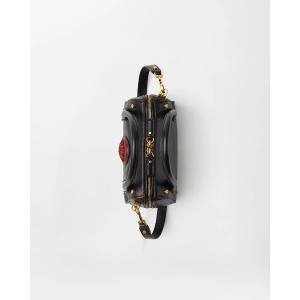 Versace Roomy Small Leather Boston Bag in Black and Brown, Ref. 1A17453, view 5 | Totes & Top-Handle Bags