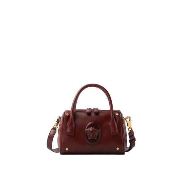 Versace Roomy Small Leather Boston Bag in Brown, Ref. 1A19197 | Totes & Top-Handle Bags | Coveti
