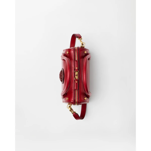 Versace Roomy Small Leather Boston Bag in Red, view 4 | Totes & Top-Handle Bags