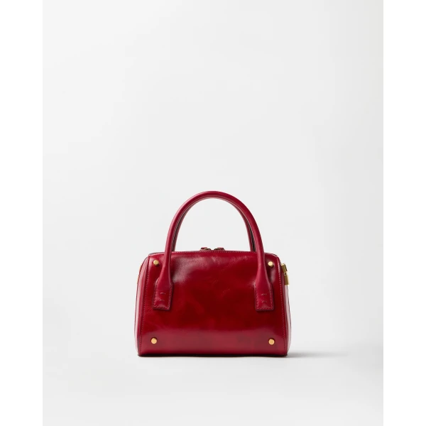 Versace Roomy Small Leather Boston Bag in Red, view 5 | Totes & Top-Handle Bags