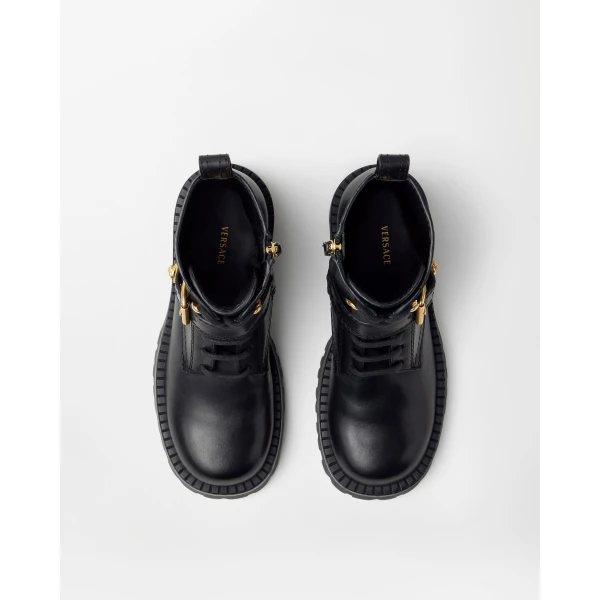 Versace Roxy Leather Boots 35 mm in Black, view 3 | Boots
