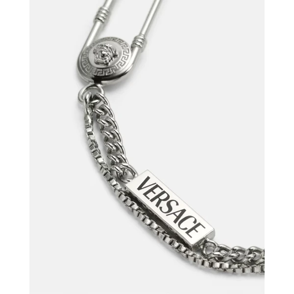 Versace Safety Pin Bracelet in Silver, view 2 | Bracelets