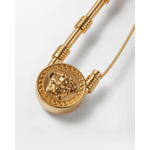 Versace Safety Pin Brooch in Light Gold, view 3 | Brooches & Pins