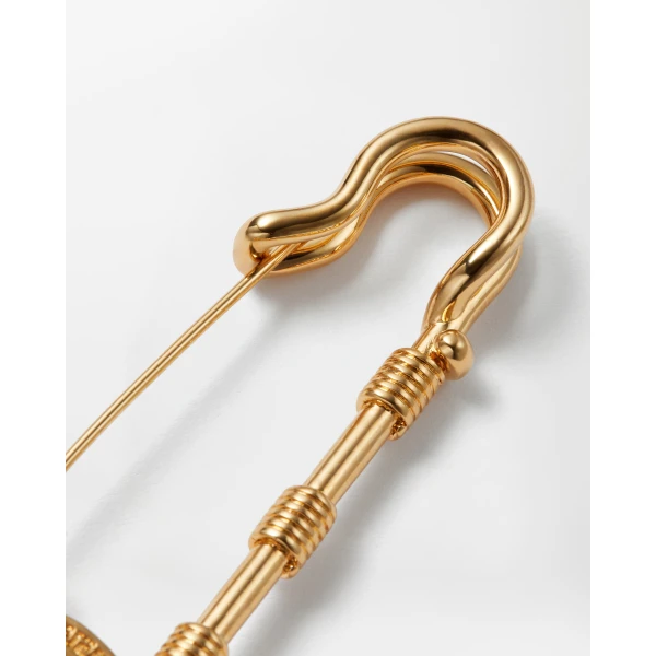 Versace Safety Pin Brooch in Light Gold, view 4 | Brooches & Pins