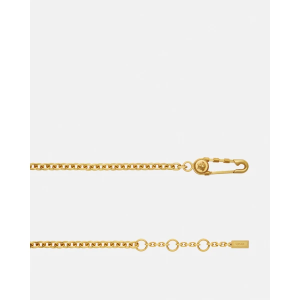 Versace Safety Pin Chain Belt 0.8" in Gold, view 2 | Belts