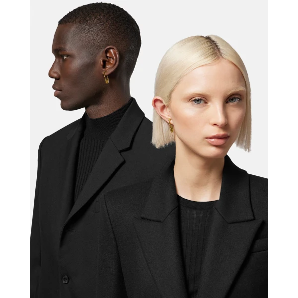 Versace Safety Pin Earrings in Light Gold, view 3 | Earrings