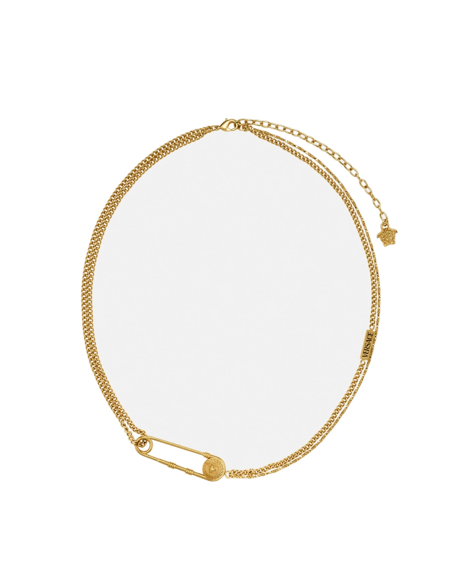 Versace Safety Pin Necklace in Light Gold Versace Safety Pin Necklace in Light Gold | Necklace | Coveti