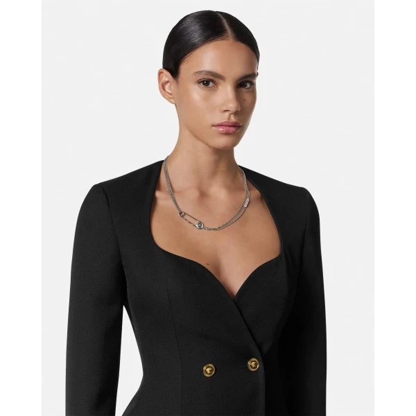 Versace Safety Pin Necklace in Silver, view 3 | Necklace