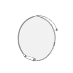 Versace Safety Pin Necklace in Silver | Necklace | Coveti