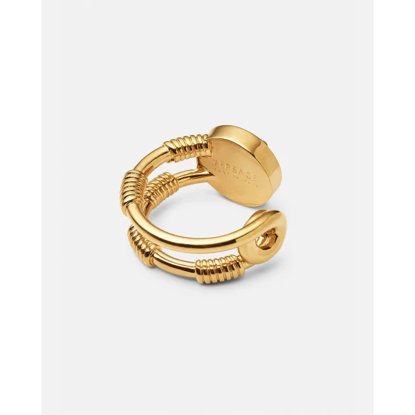 Versace Safety Pin Ring in Light Gold, view 2 | Rings