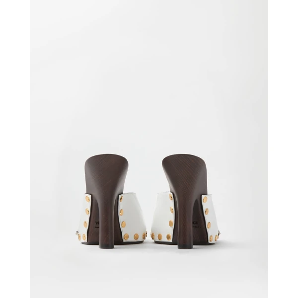 Versace Sassi Patent Clogs 105 mm in White, view 5 | Sandals