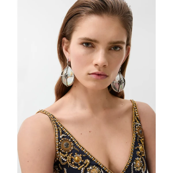 Versace Sea Frames Earrings in Silver, view 2 | Earrings