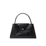 Versace Severine Croc-Effect Leather Large Shoulder Bag in Black | Shoulder & Crossbody Bags | Coveti