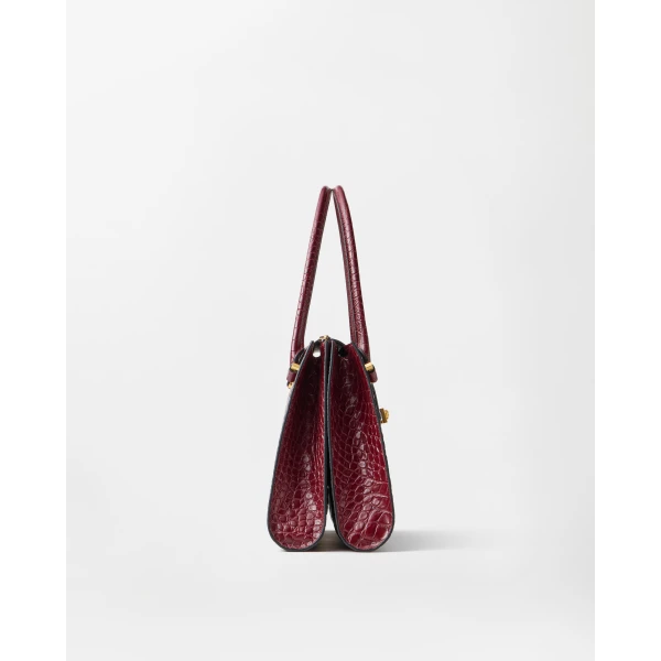 Versace Severine Croc-Effect Leather Large Shoulder Bag in Red, view 2 | Shoulder & Crossbody Bags