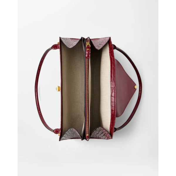 Versace Severine Croc-Effect Leather Large Shoulder Bag in Red, view 4 | Shoulder & Crossbody Bags