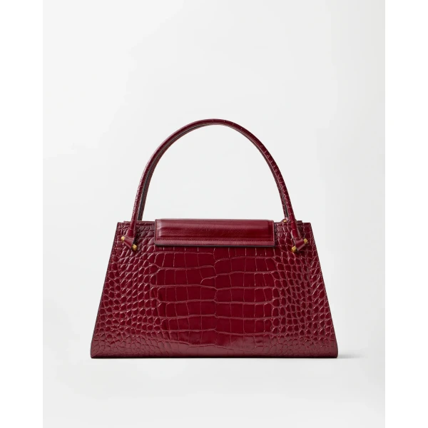 Versace Severine Croc-Effect Leather Large Shoulder Bag in Red, view 5 | Shoulder & Crossbody Bags