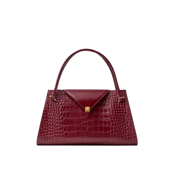 Severine Croc-Effect Leather Large Shoulder Bag in Red