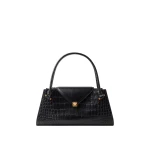 Versace Severine Croc-Effect Leather Shoulder Bag in Black | Shoulder & Crossbody Bags | Coveti