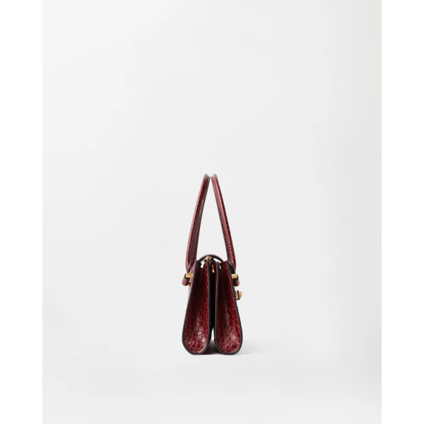 Versace Severine Croc-Effect Leather Shoulder Bag in Red, view 3 | Shoulder & Crossbody Bags