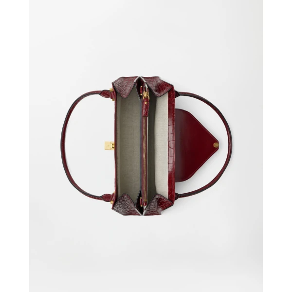 Versace Severine Croc-Effect Leather Shoulder Bag in Red, view 5 | Shoulder & Crossbody Bags