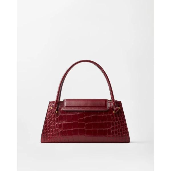 Versace Severine Croc-Effect Leather Shoulder Bag in Red, view 6 | Shoulder & Crossbody Bags