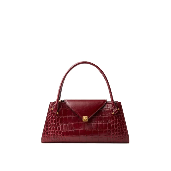 Severine Croc-Effect Leather Shoulder Bag in Red