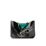 Versace Severine Large Coated Canvas Tote in Black and Green | Totes & Top-Handle Bags | Coveti