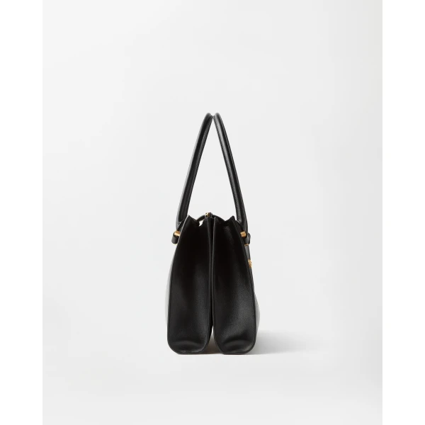 Versace Severine Large Leather Shoulder Bag in Black, view 3 | Shoulder & Crossbody Bags