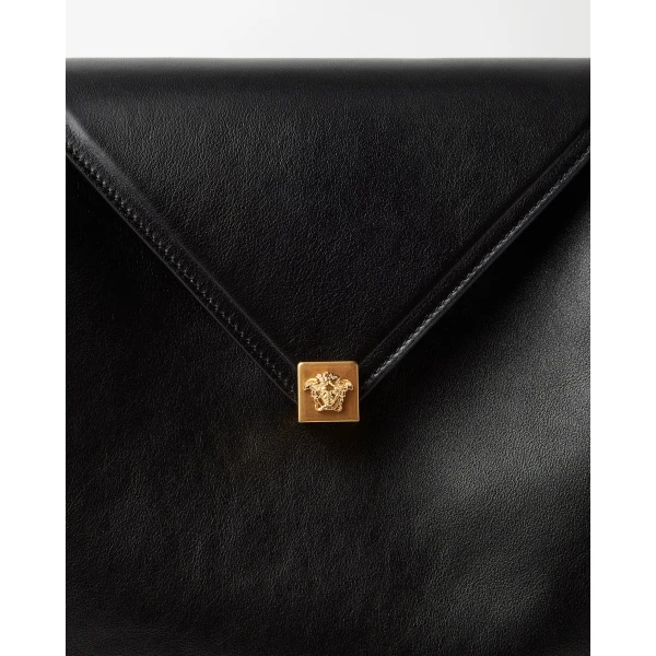 Versace Severine Large Leather Shoulder Bag in Black, view 4 | Shoulder & Crossbody Bags