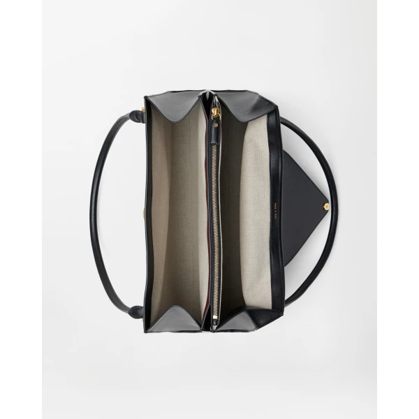 Versace Severine Large Leather Shoulder Bag in Black, view 5 | Shoulder & Crossbody Bags