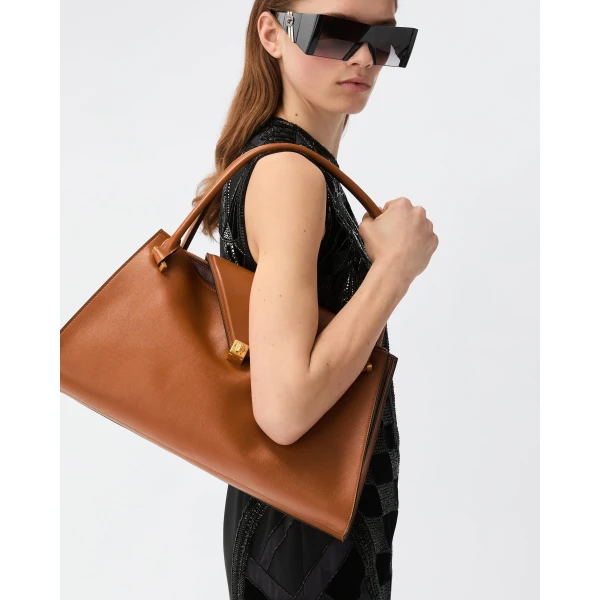 Versace Severine Large Leather Shoulder Bag in Brown, Ref. 1NH4G, view 2 | Shoulder & Crossbody Bags