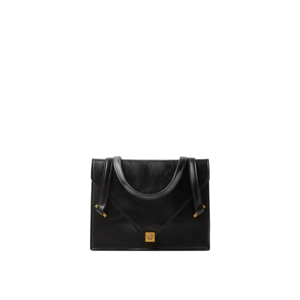 Severine Leather Shoulder Bag in Black, 26 cm
