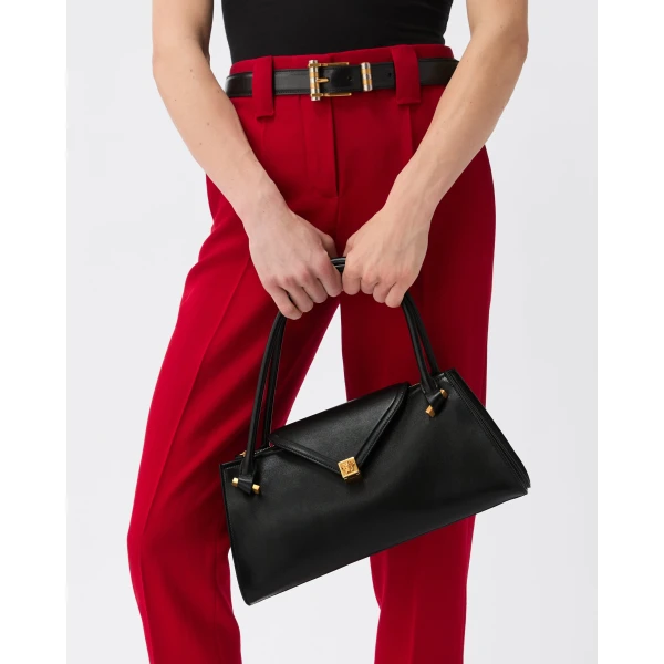 Versace Severine Leather Shoulder Bag in Black, 35 cm, view 2 | Shoulder & Crossbody Bags