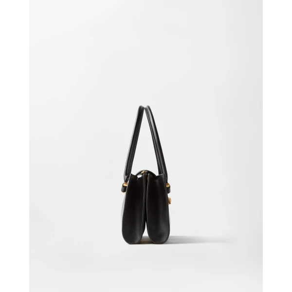 Versace Severine Leather Shoulder Bag in Black, 35 cm, view 3 | Shoulder & Crossbody Bags