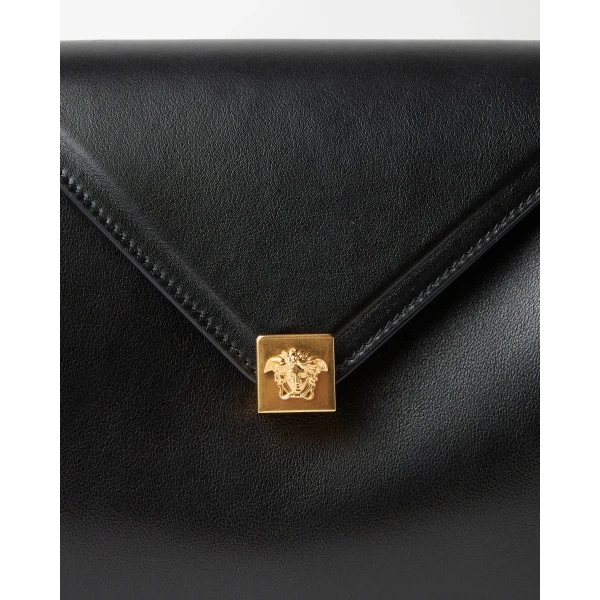 Versace Severine Leather Shoulder Bag in Black, 35 cm, view 4 | Shoulder & Crossbody Bags