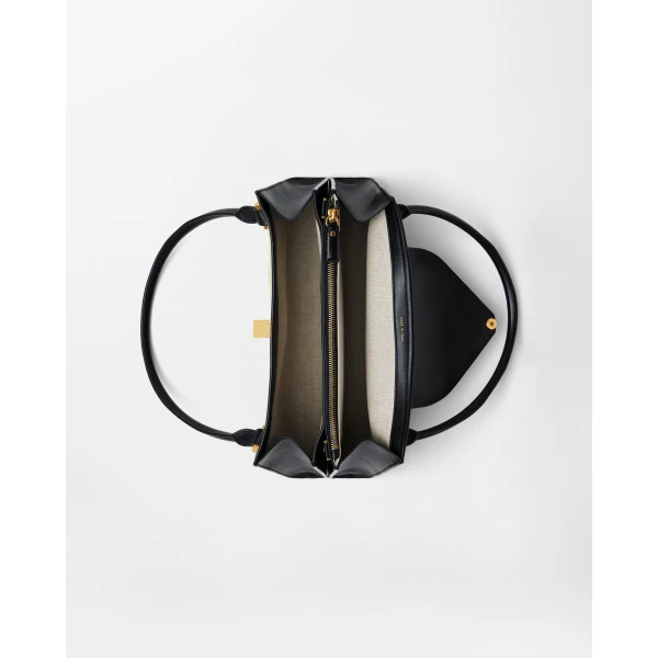 Versace Severine Leather Shoulder Bag in Black, 35 cm, view 5 | Shoulder & Crossbody Bags
