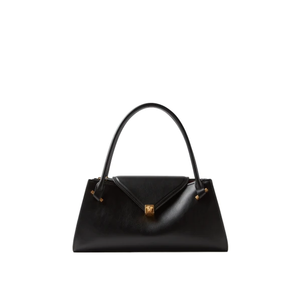 Severine Leather Shoulder Bag in Black, 35 cm