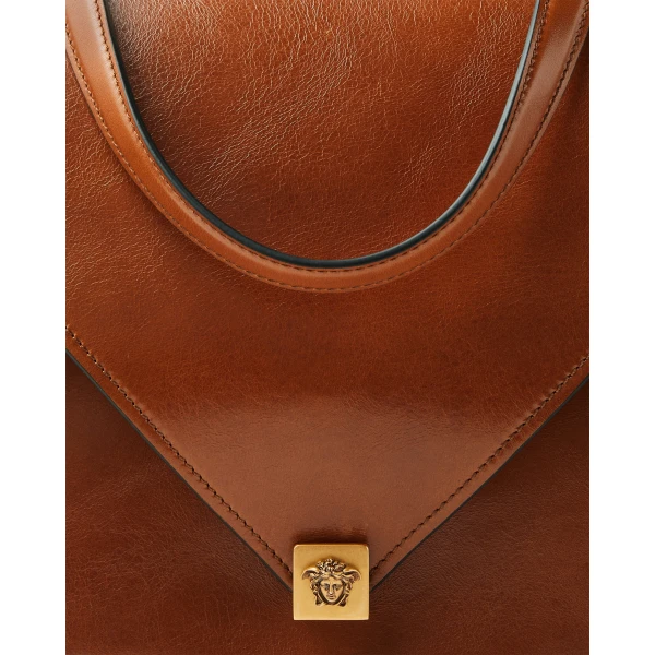 Versace Severine Leather Shoulder Bag in Brown, 26 cm, view 4 | Shoulder & Crossbody Bags
