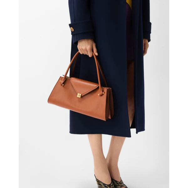 Versace Severine Leather Shoulder Bag in Brown, 35 cm, view 2 | Shoulder & Crossbody Bags