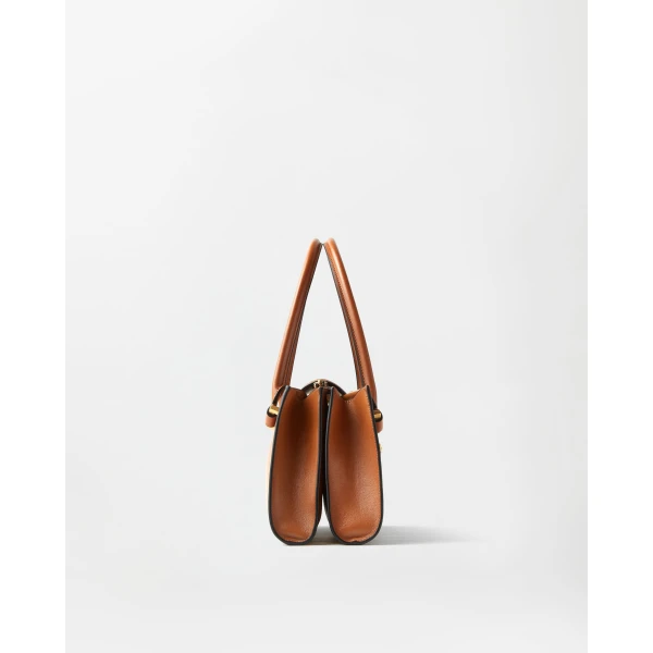 Versace Severine Leather Shoulder Bag in Brown, 35 cm, view 3 | Shoulder & Crossbody Bags