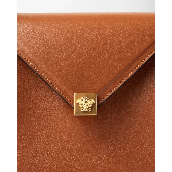 Versace Severine Leather Shoulder Bag in Brown, 35 cm, view 4 | Shoulder & Crossbody Bags