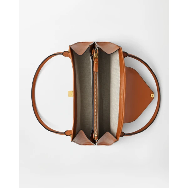 Versace Severine Leather Shoulder Bag in Brown, 35 cm, view 5 | Shoulder & Crossbody Bags