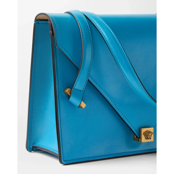 Versace Severine Leather Shoulder Bag in Light Blue, view 2 | Shoulder & Crossbody Bags