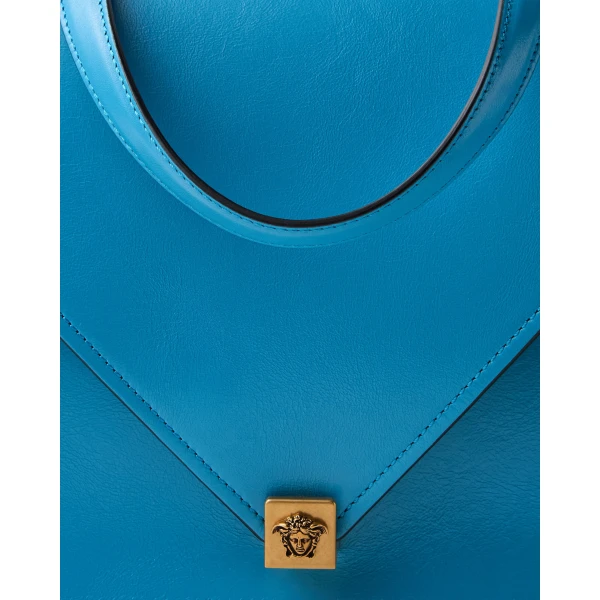 Versace Severine Leather Shoulder Bag in Light Blue, view 3 | Shoulder & Crossbody Bags