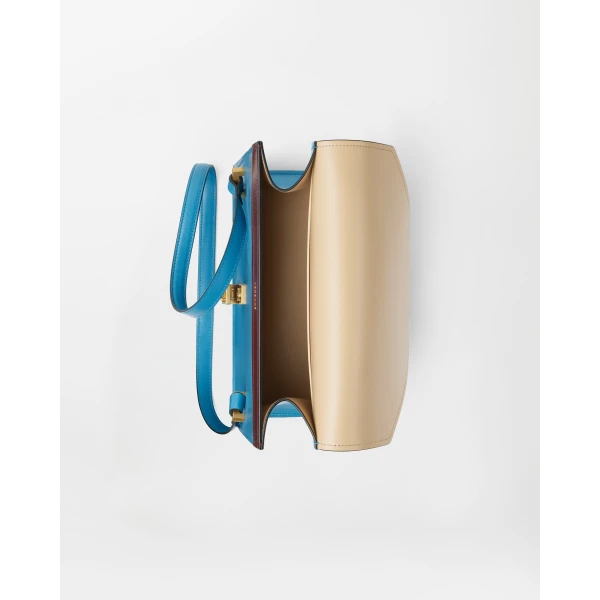 Versace Severine Leather Shoulder Bag in Light Blue, view 4 | Shoulder & Crossbody Bags