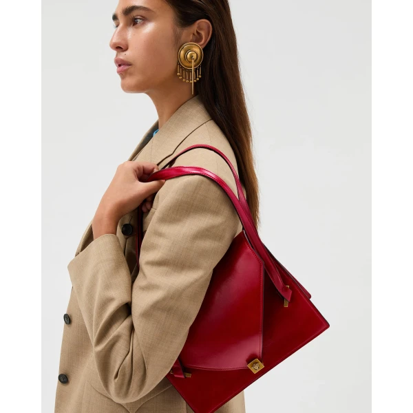Versace Severine Leather Shoulder Bag in Red, view 2 | Shoulder & Crossbody Bags
