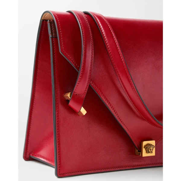 Versace Severine Leather Shoulder Bag in Red, view 3 | Shoulder & Crossbody Bags
