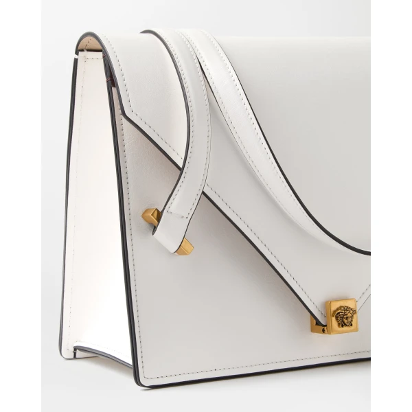 Versace Severine Leather Shoulder Bag in White, view 2 | Shoulder & Crossbody Bags