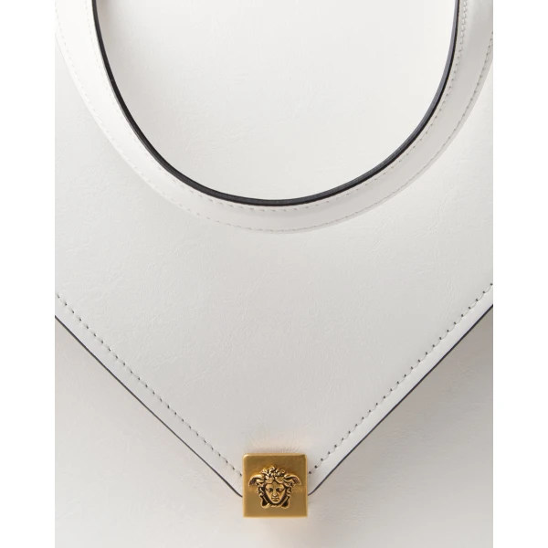 Versace Severine Leather Shoulder Bag in White, view 3 | Shoulder & Crossbody Bags