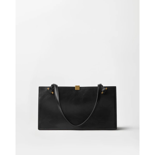 Versace Severine Leather Tote in Black, view 5 | Totes & Top-Handle Bags